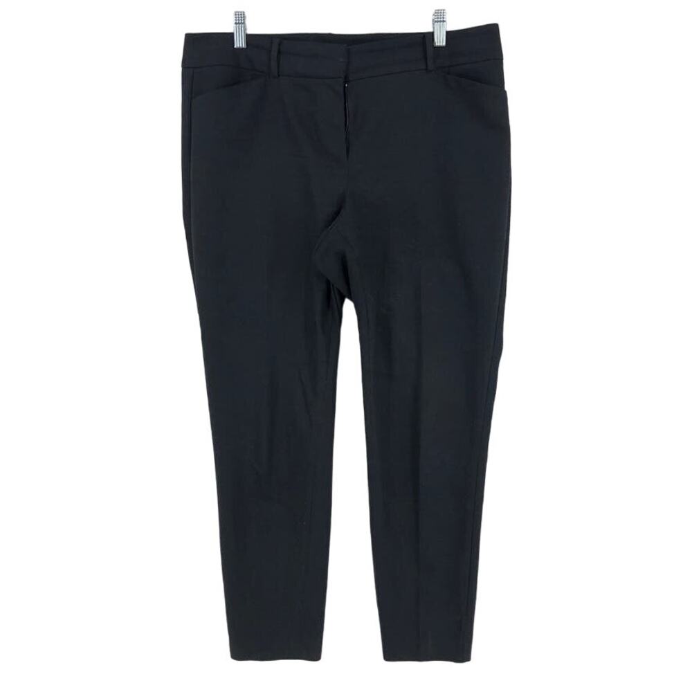 Loft Dress Pants Women's Size 10 Black Solid Stretch Mid Rise Julie Skinny Leg